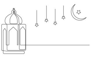 Eid day design continuous one line art vector