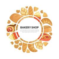 Bakery Shop Banner Template with Fresh Baking Products of Round Shape and Place for Text Illustration vector