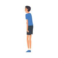Young Man in Casual Clothes Standing Back and Looking at Something, View from Behind Illustration vector