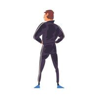 Young Man in Successful Pose Standing Back and Looking at Something, View from Behind Illustration vector