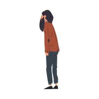 Hipster Bearded Man Standing Back and Looking at Something, View from Behind Illustration vector