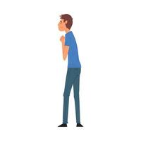 Young Man Standing Back and Looking at Something, View from Behind Illustration vector