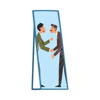 Reflection of Meeting of Two Businessmen in the Mirror Illustration vector
