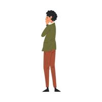 Thoughtful Man Standing Back and Looking at Something, View from Behind Illustration vector