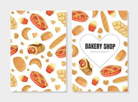Bakery Shop Premium Quality Card Template with Baking Products Seamless Pattern, Element Can Be Used for Menu, Cooking Book, Restaurant Menu, Flyer, Certificate Illustration vector