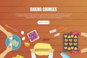 Baking Courses Landing Page Templates Set, Baking Cooking Class Online Web Page, App Illustration vector