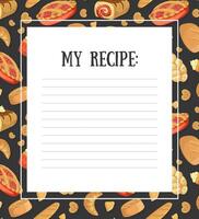 My Recipe Blank Card Template with Fresh Baking Products, Cookbook Page Illustration vector