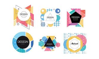 Logo Design Collection, Abstract Badges of Various Geometric Shapes Set Illustration vector