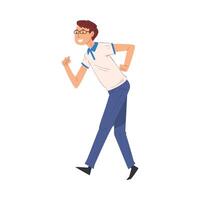 Smiling Successful Young Man in Casual Clothes Running to Finish Line Illustration vector