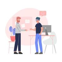 Business Meeting, Office Characters Working and Communicating in Creative Open Space Office Illustration vector
