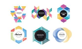 Logo Design Collection, Abstract Badges of Various Geometric Shapes Illustration vector