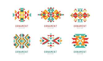 Ornament Design Logo Templates Collection, Colorful Abstract Geometrical Elements Labels Illustration vector