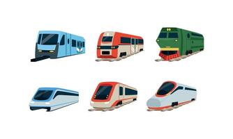 Train Locomotives Collection, Modern and Retro Railway Carriages, Evolution of Trains Concept Illustration vector