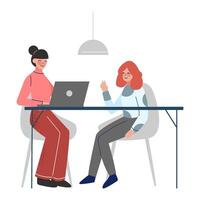 Office Colleagues Working Together, Business Characters Meeting and and Exchange Thoughts in Coworking Space Illustration vector