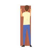 Man Assembling and Installing New Furniture, View From Behind, Manual Furniture Assembly Illustration vector