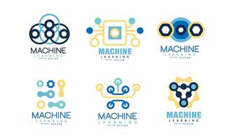 Learning Machine Logo Design Collection, Artificial or Human Intelligence Thinking Process Illustration vector