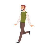 Smiling Successful Business Man Running to Finish Line, Team Leader Professional Competition Illustration vector