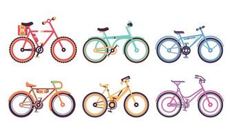 Bicycles Collection, Colorful Bikes with Different Frames, Ecology Transport Illustration vector
