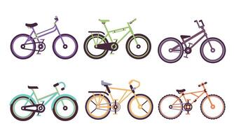 Various Bicycles Collection, Bikes with Different Frames, Ecology Transport Illustration on White Background vector