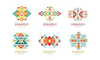 Ornament Design Logo Templates Collection, Abstract Geometrical Elements Labels Illustration vector