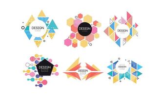 Logo Design Collection, Abstract Colorful Badges of Various Geometric Shapes Illustration vector