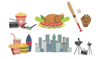 American National Symbols and Attractions Collection, United States of America Attributes Illustration vector