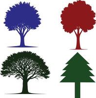 four different trees with different colors on a white background vector