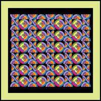 a quilted pattern with bauhuse colorful circles vector