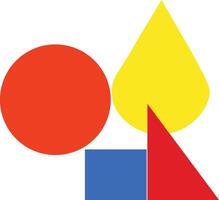 yellow, red and blue geometric bauhuse shape with a drop of water vector