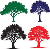 four different trees with different colors vector
