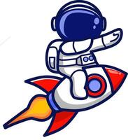 Cute and colorful illustration of an astronaut riding a rocket with transparant background. This image is suitable for children's birthday parties.chi vector