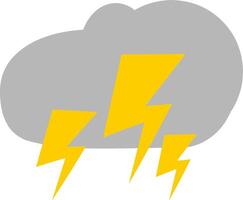 Weather icon of thunderstorm cloud with multiple Lightning in cartoon vector