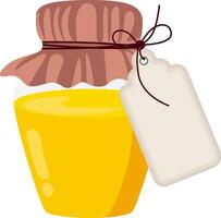 Honey bottle with tag label vector