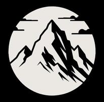 Mountain with clouds and a sun in the background vector