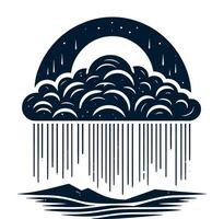 Rainy day with clouds and moon illustration vector
