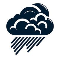 Black and white illustration of a cloud and rain vector
