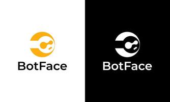 Robot face technology app icon logo design for company vector