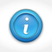 Blue button with information symbol vector