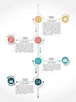 Vertical timeline infographics design template with four elements vector
