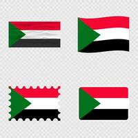 Sudan national flag in four different styles. vector