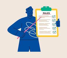 Business list of rules reading guidance making checklist. Colorful illustration vector