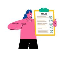 Business list of rules reading guidance making checklist. Flat illustration isolated on white background vector