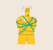 Man tied with rope. kidnapping concept. Colorful illustration vector