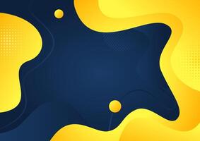 Abstract fluid shape blue and yellow gradient background with geometric and copy space. vector