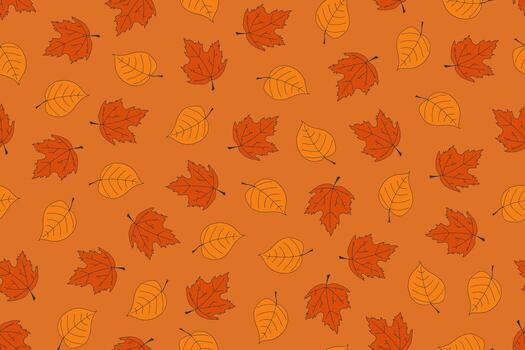 otoño sin costura brillante antecedentes con que cae hojas. vistoso mano dibujado modelo. naturaleza interminable impresión vector