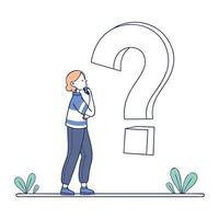 Thoughtful Person with Question Mark vector