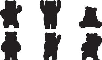 Collection of Panda silhouette vector