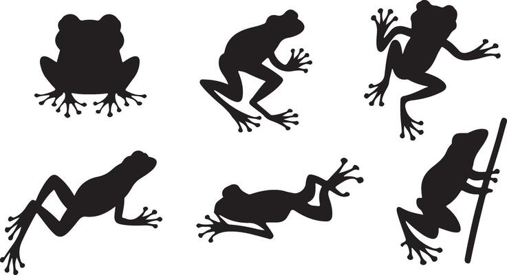 Frog silhouettes set