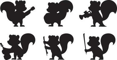 collation of Squirrel silhouettes vector