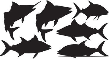 Set of Tarpon silhouettes vector
